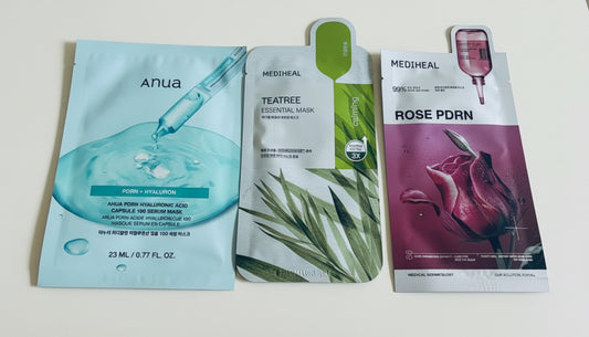 Korean Sheet Mask Set – 3 Tuchmasken für Feuchtigkeit, Beruhigung & Healthy Glow　